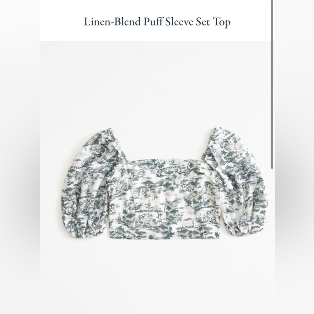Abercrombie Linen Blend Puff Sleeve Set Top- Brand new